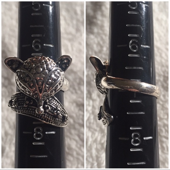 Antique Silver Plated Fox Ring Size 7.5 - Picture 3 of 6